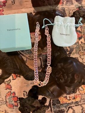 RARE Vintage Tiffany & Co Sterling Silver 18K Gold Circle Link Necklace 16"